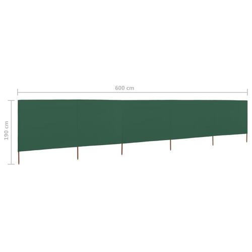5-panels læsejl 600x160 cm stof grøn