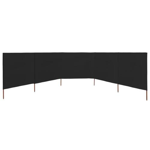 5-panels læsejl 600x160 cm stof sort