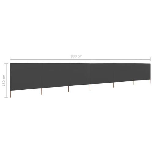 6-panels læsejl 800x120 cm stof antracitgrå
