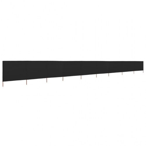 9-panels læsejl 1200 × 80 cm - sort stof med træstænger