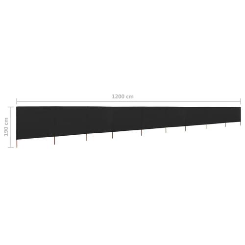 9-panels læsejl 1200x160 cm stof sort