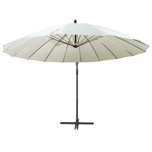Hængende parasol 3 m aluminiumsstang hvid