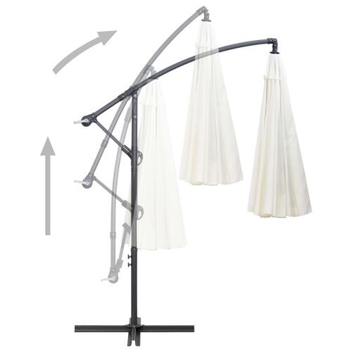 Hængende parasol 3 m aluminiumsstang hvid