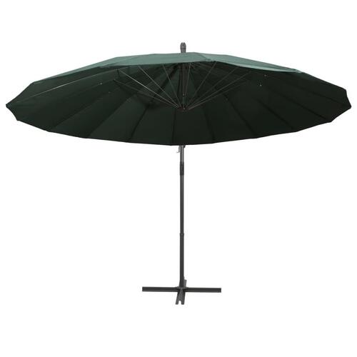 Hængende parasol 3 m aluminiumsstang grøn