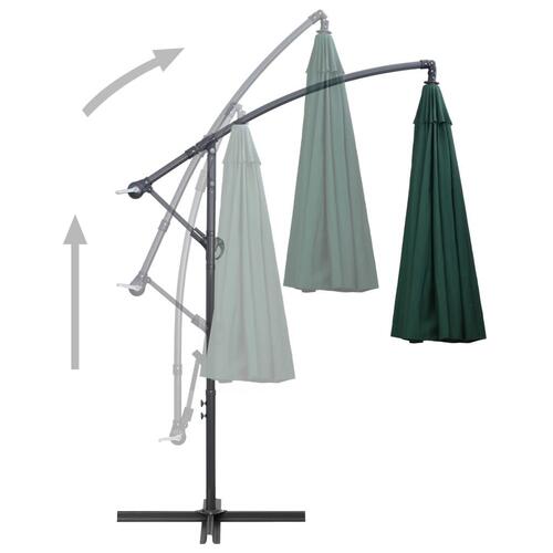 Hængende parasol 3 m aluminiumsstang grøn