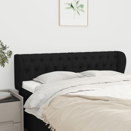 Sengegavl med kanter 163x23x78/88 cm stof sort