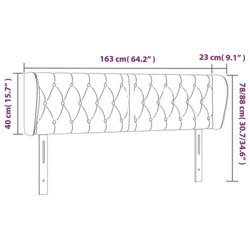 Sengegavl med kanter 163x23x78/88 cm stof sort