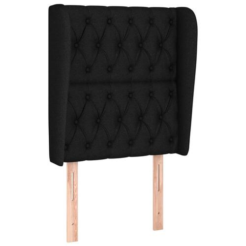 Sengegavl med kanter 83x23x118/128 cm stof sort