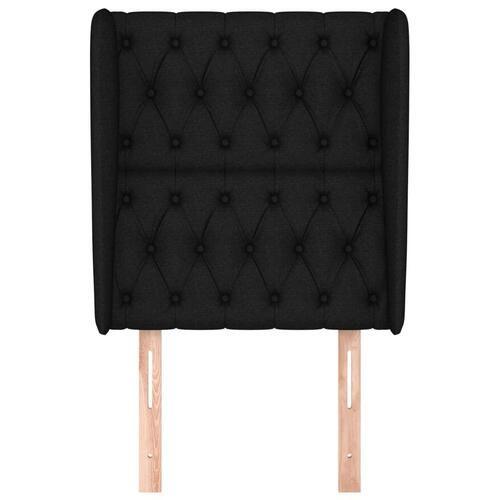 Sengegavl med kanter 83x23x118/128 cm stof sort