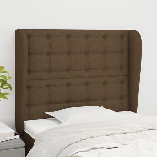 Sengegavl med kanter 83x23x118/128 cm stof mørkebrun