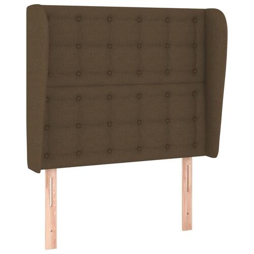 Sengegavl med kanter 83x23x118/128 cm stof mørkebrun