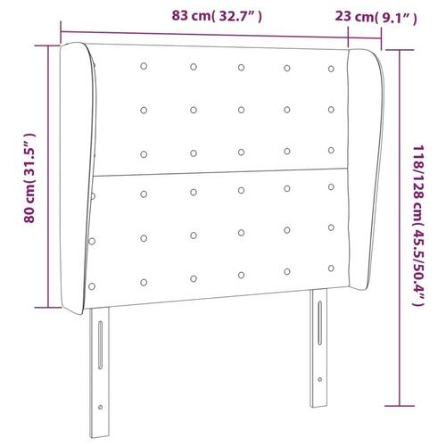 Sengegavl med kanter 83x23x118/128 cm stof mørkebrun