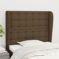 Sengegavl med kanter 93x23x118/128 cm stof mørkebrun