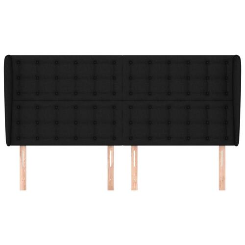 Sengegavl med kanter 203x23x118/128 cm stof sort