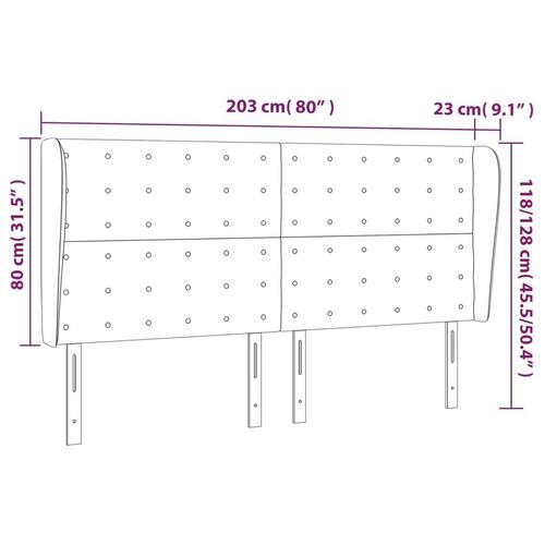 Sengegavl med kanter 203x23x118/128 cm stof sort