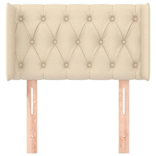 Sengegavl med kanter 83x16x78/128 cm stof cremefarvet