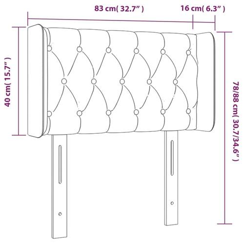 Sengegavl med kanter 83x16x78/128 cm stof cremefarvet