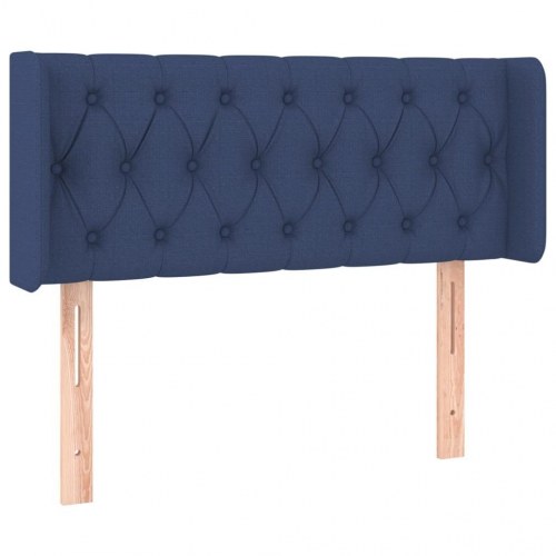 Sengegavl med kanter i stof 93 x 16 x 78/88 cm - blå