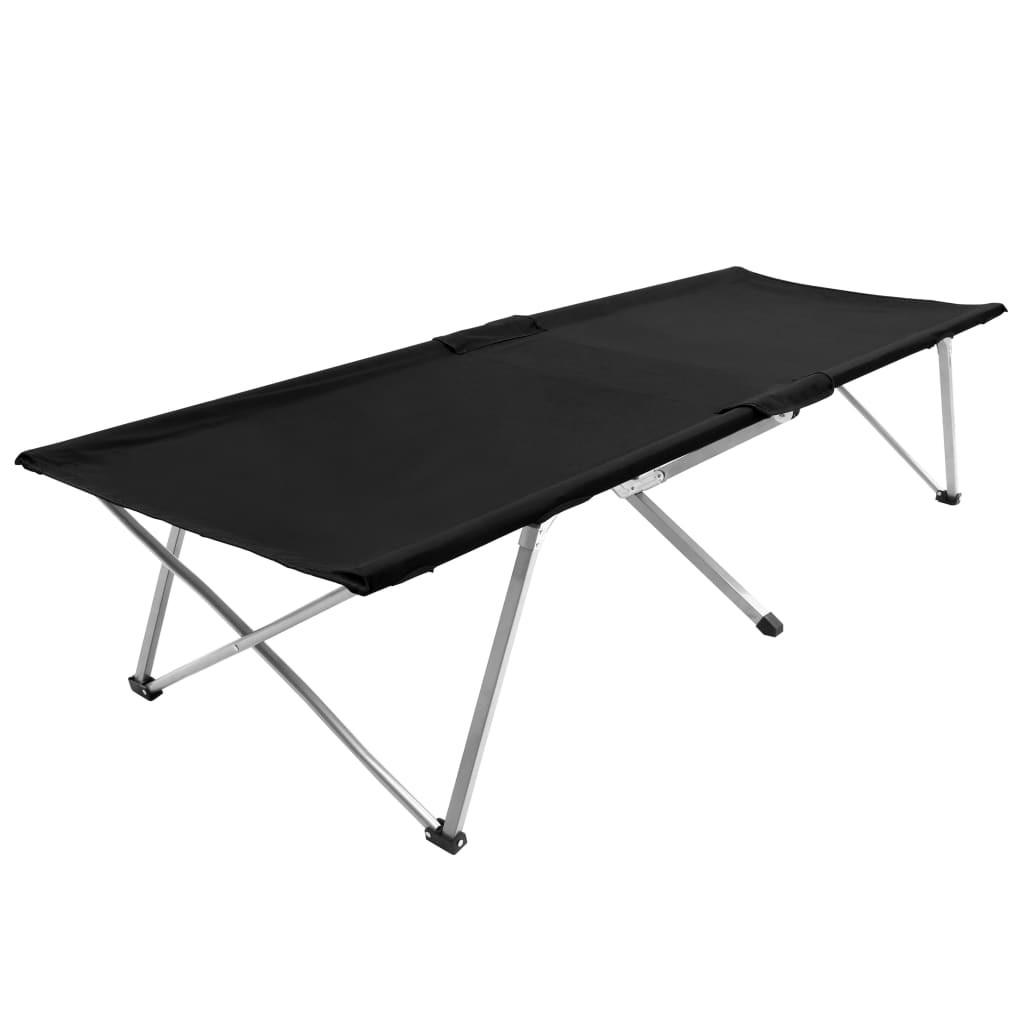 Campingseng 206 x 75 x 45 cm XXL sort