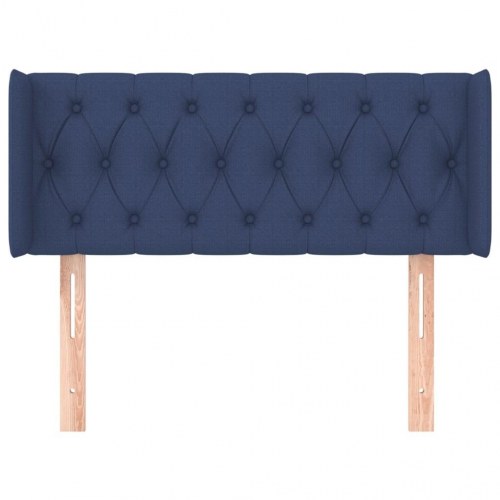 Sengegavl med kanter i stof 93 x 16 x 78/88 cm - blå