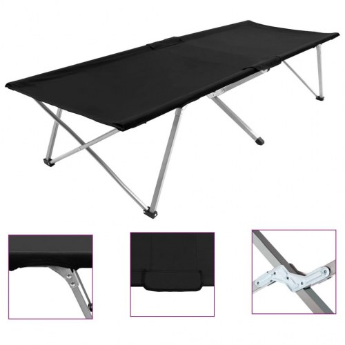 Campingseng 206 x 75 x 45 cm XXL sort