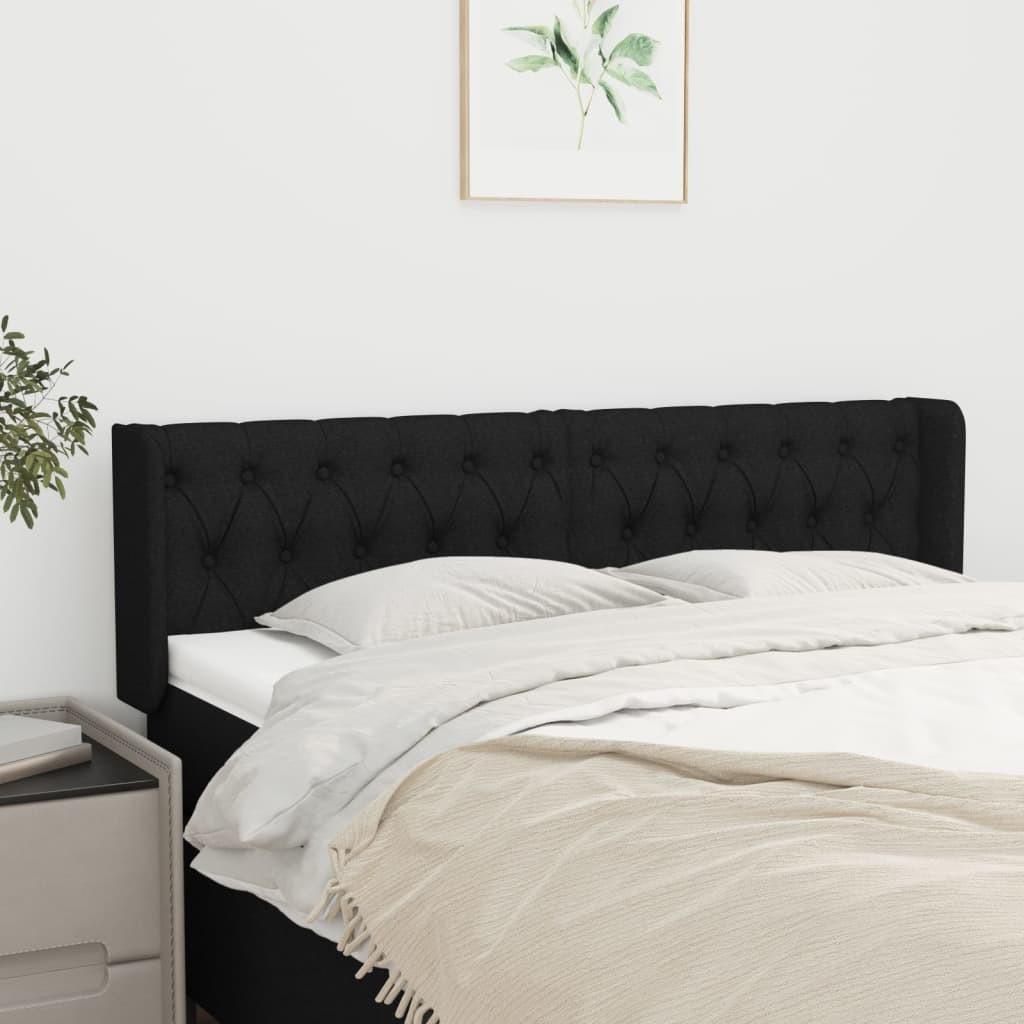 Sengegavl med kanter 163x16x78/88 cm stof sort
