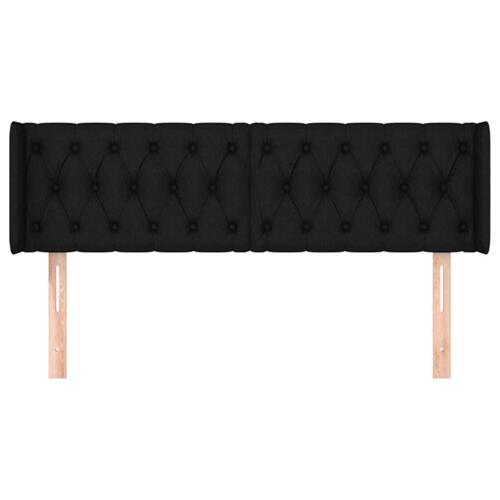 Sengegavl med kanter 163x16x78/88 cm stof sort