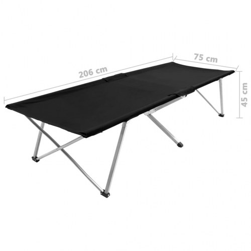 Campingseng 206 x 75 x 45 cm XXL sort