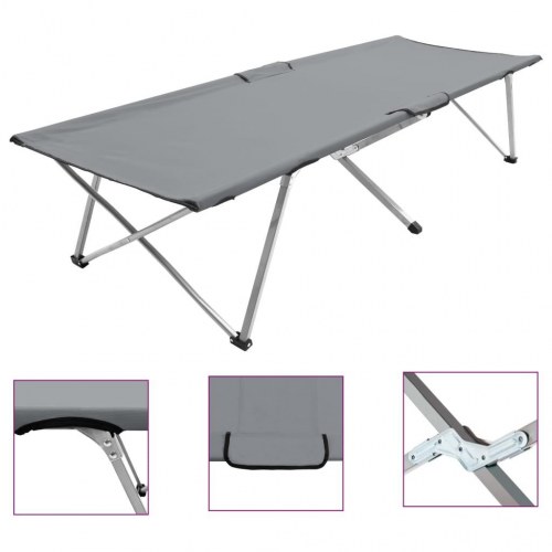 Campingseng 206 x 75 x 45 cm XXL grå