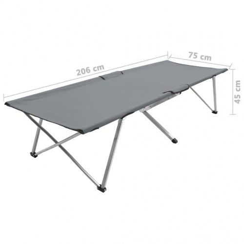 Campingseng 206 x 75 x 45 cm XXL grå