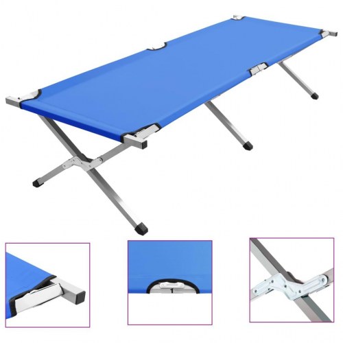 Campingseng 190 x 74 x 47 cm XL blå