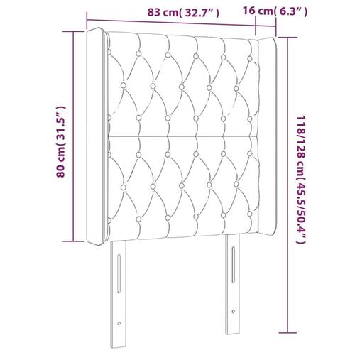 Sengegavl med kanter 83x16x118/128 cm stof sort