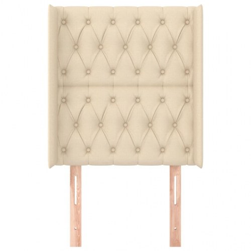 Sengegavl med kanter 83 x 16 x 118/128 cm stof cremefarvet