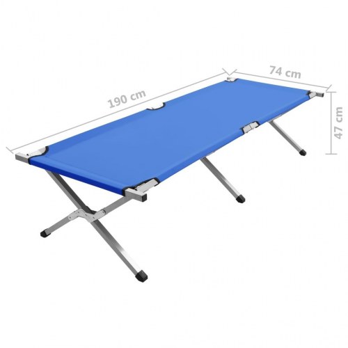 Campingseng 190 x 74 x 47 cm XL blå