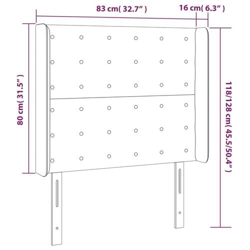 Sengegavl med kanter 83x16x118/128 cm stof mørkebrun