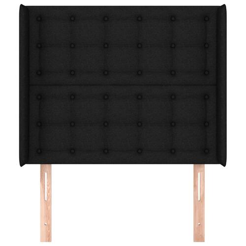 Sengegavl med kanter 103x16x118/128 cm stof sort