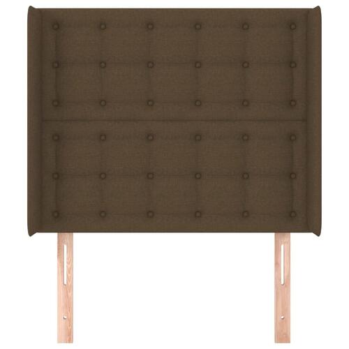 Sengegavl med kanter 103x16x118/128 cm stof mørkebrun