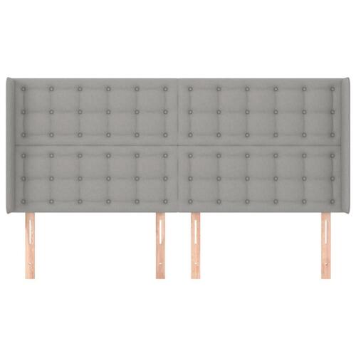 Sengegavl med kanter 183x16x118/128 cm stof lysegrå
