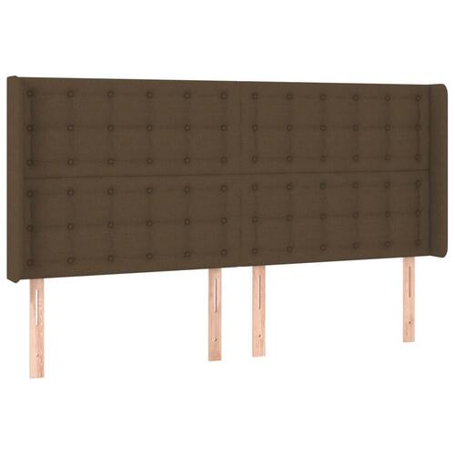 Sengegavl med kanter 183x16x118/128 cm stof mørkebrun