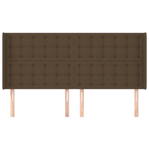 Sengegavl med kanter 183x16x118/128 cm stof mørkebrun
