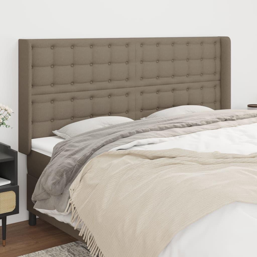Sengegavl med kanter 183x16x118/128 cm stof gråbrun