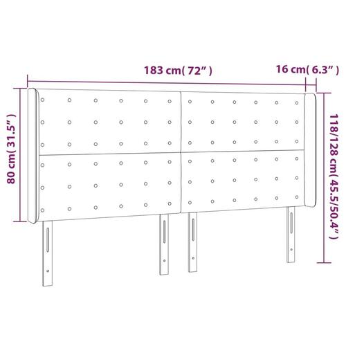 Sengegavl med kanter 183x16x118/128 cm stof gråbrun