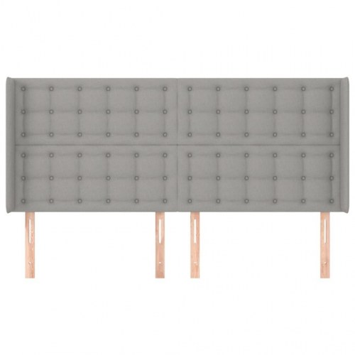 Sengegavl med kanter 203 x 16 x 118/128 cm stof - lysegrå