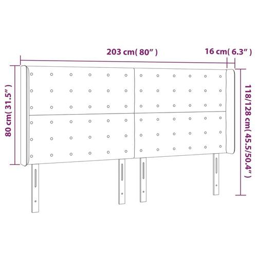 Sengegavl med kanter 203x16x118/128 cm stof lysegrå