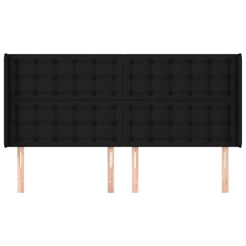 Sengegavl med kanter 203x16x118/128 cm stof sort