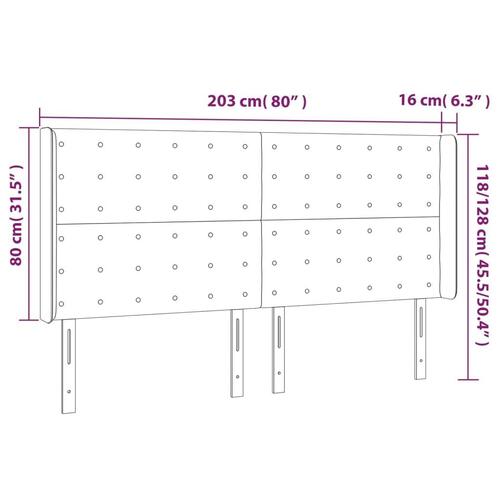 Sengegavl med kanter 203x16x118/128 cm stof sort