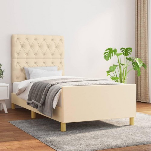 Sengeramme uden madras 80×200 cm - stof, cremefarvet