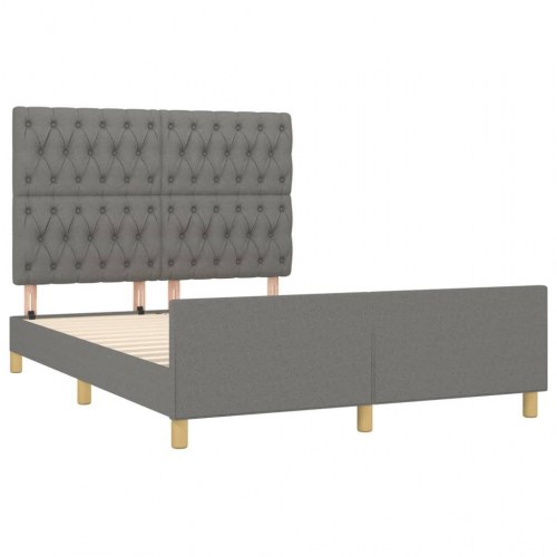 Sengeramme med sengegavl 140x200 cm - stof, mørkegrå