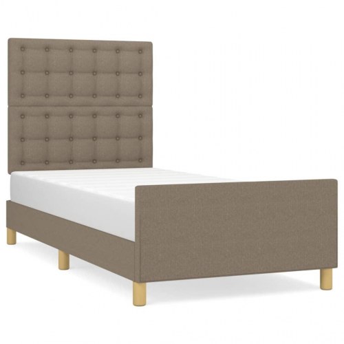 Sengeramme med sengegavl 90x200 cm - stof, gråbrun