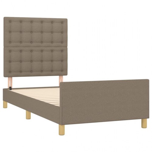 Sengeramme med sengegavl 90x200 cm - stof, gråbrun